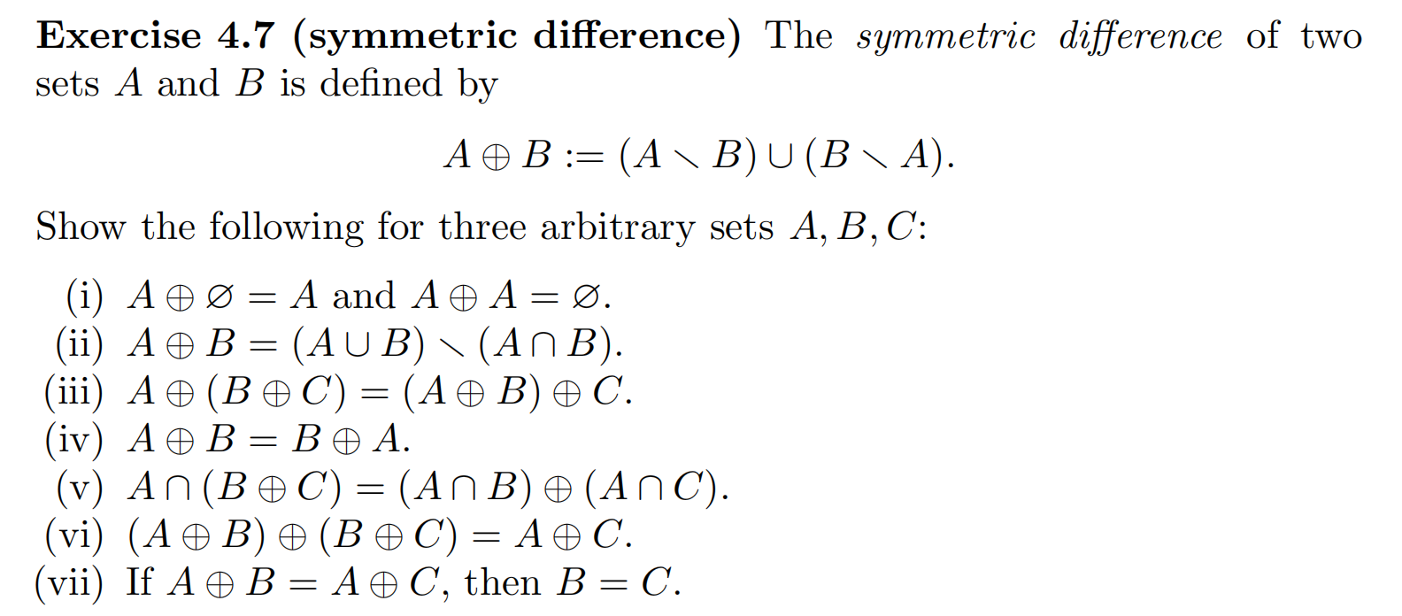 Solved Exercise 4.7 (symmetric Difference) The Symmetric | Chegg.com