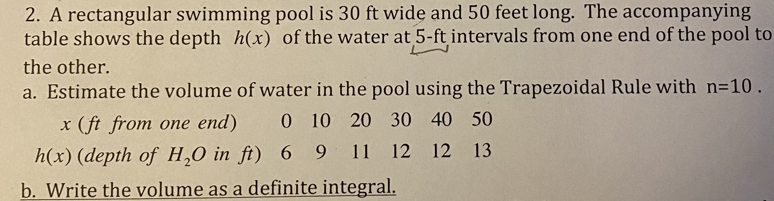 Solved 2. A rectangular swimming pool is 30ft wide and 50 | Chegg.com