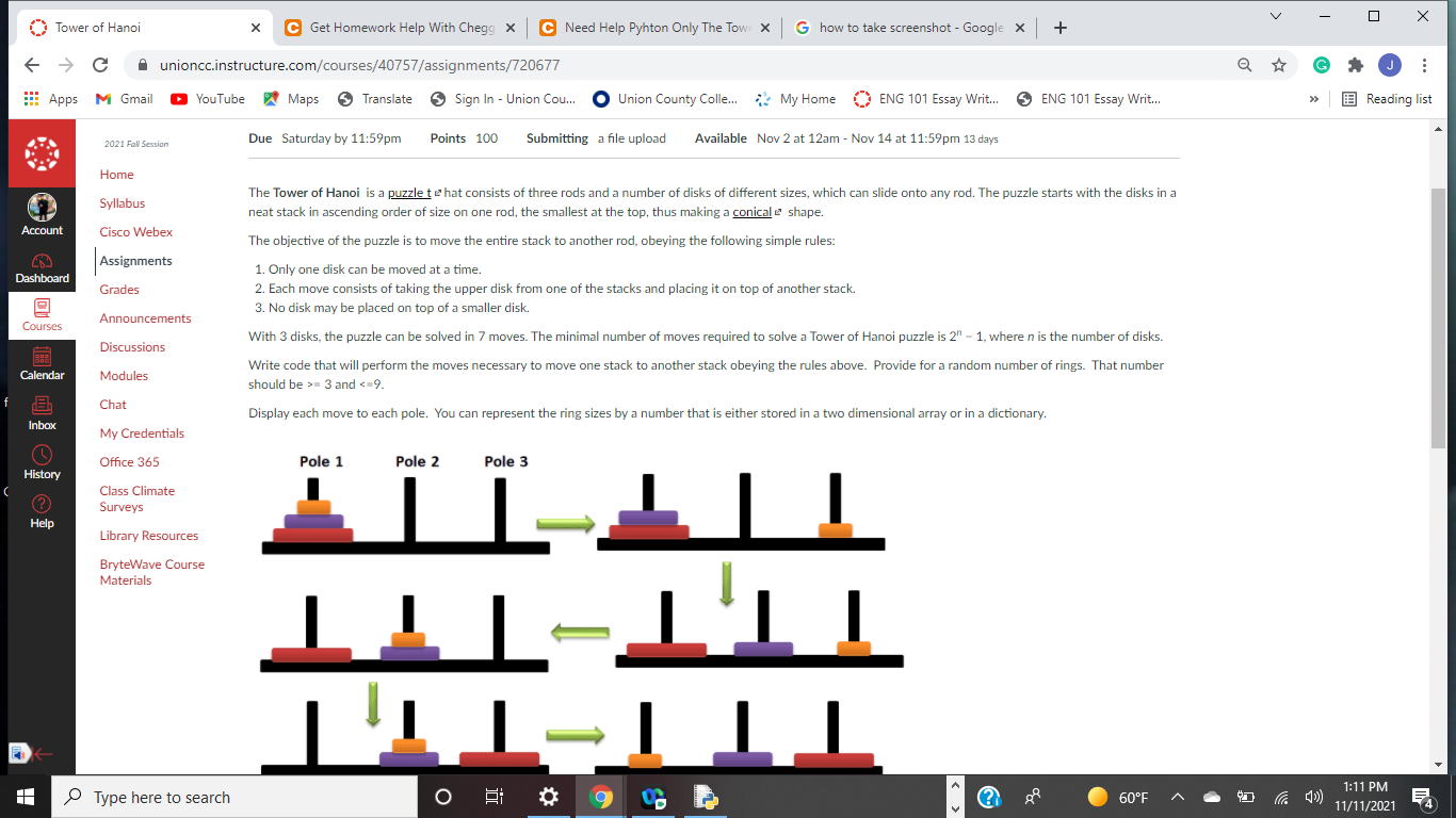 Solved X Tower of Hanoi C Get Homework Help With Chegg X C | Chegg.com