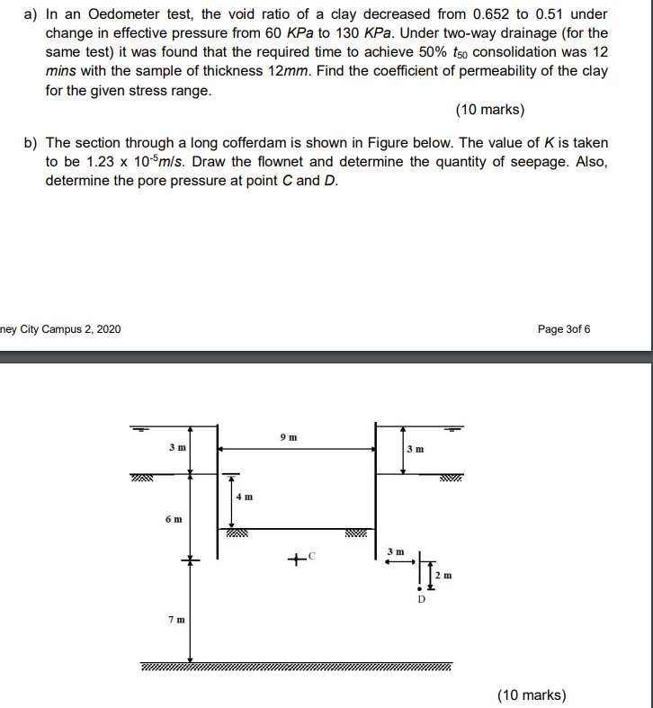 Solved a) In an Oedometer test, the void ratio of a clay | Chegg.com