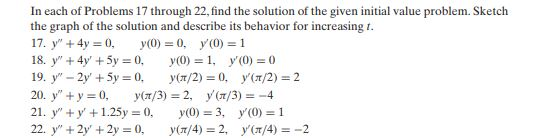 Solved In each of Problems 17 through 22, find the solution | Chegg.com