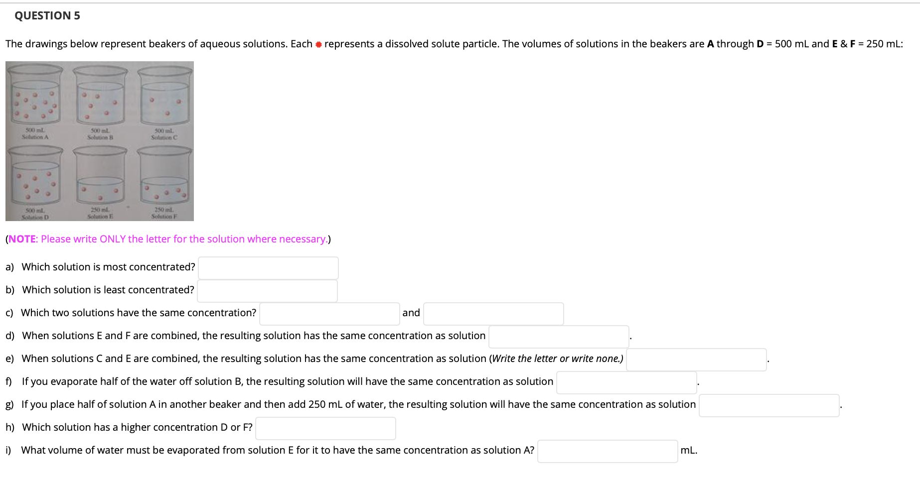 Solved QUESTION 5 The Drawings Below Represent Beakers Of | Chegg.com