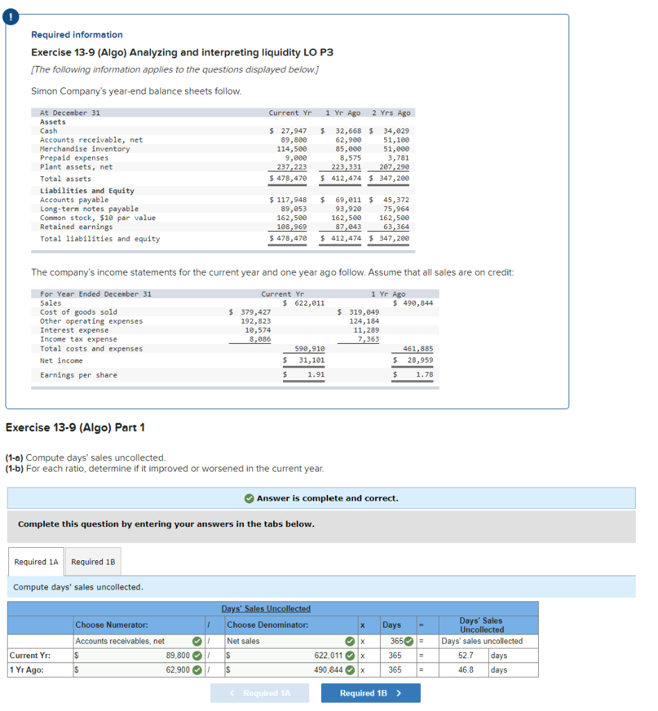 Solved Required information Exercise 13-9 (Algo) Analyzing | Chegg.com