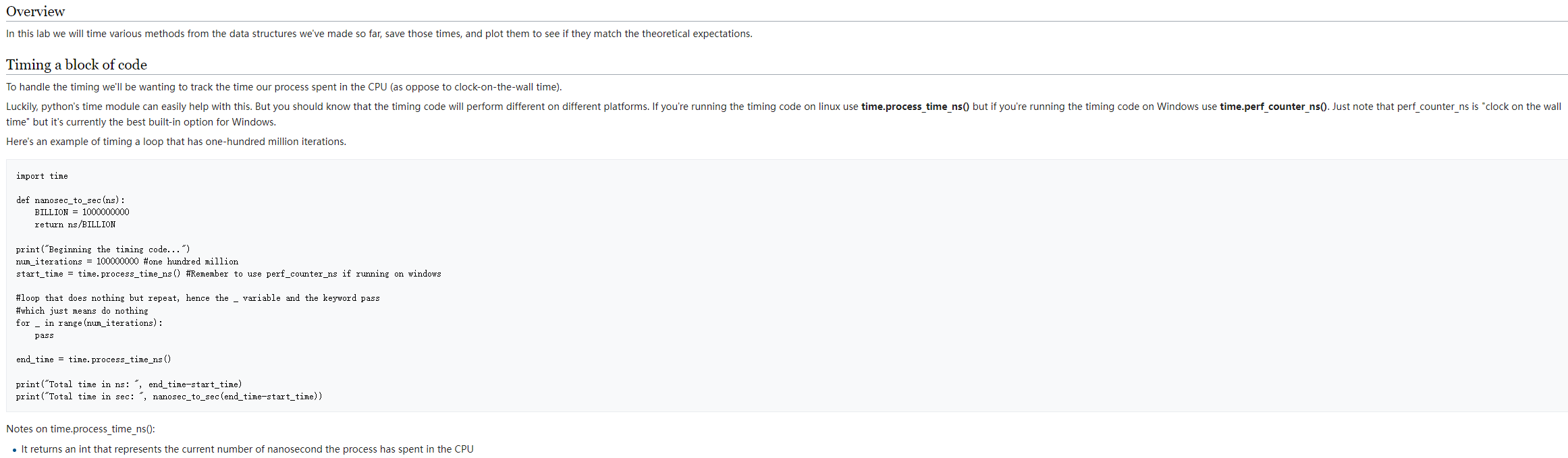 Timing a block of code To handle the timing we'll be | Chegg.com