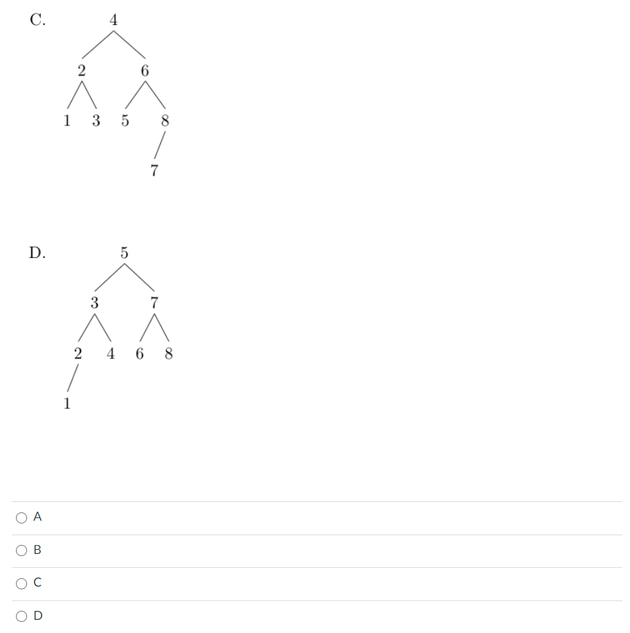Solved Which tree would result from inserting the following | Chegg.com