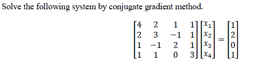 Solved Solve the following system by conjugate gradient | Chegg.com