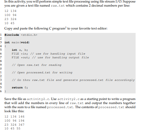 Solved In this activity, you will perform simple text file | Chegg.com