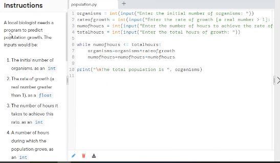Solved Instructions A local biologist needs a program to | Chegg.com