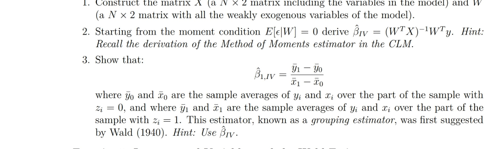 Solved Wald Estimator: | Chegg.com