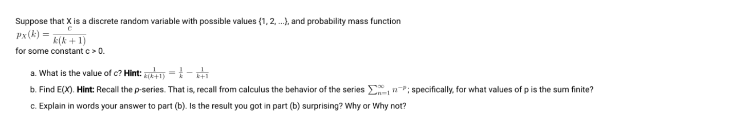 Solved с Suppose that X is a discrete random variable with | Chegg.com