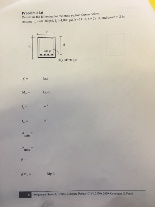 Solved Problem #1.6 Determine the following for the cross | Chegg.com