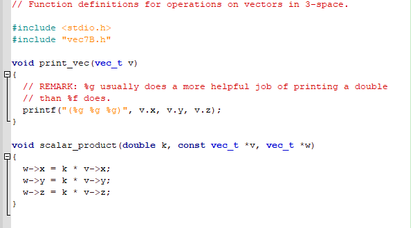 Solved // Function definitions for operations on vectors in | Chegg.com