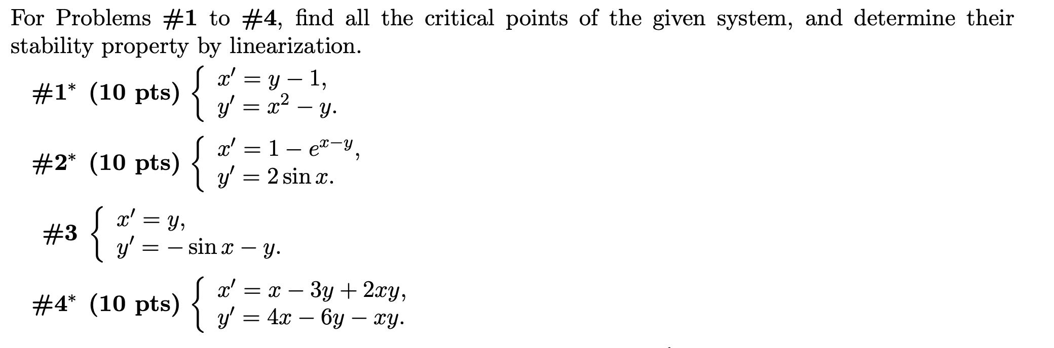 Solved For Problems #1 to #4, find all the critical points | Chegg.com