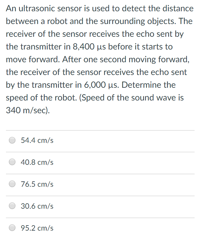 Solved An ultrasonic sensor is used to detect the distance Circuit Diagram