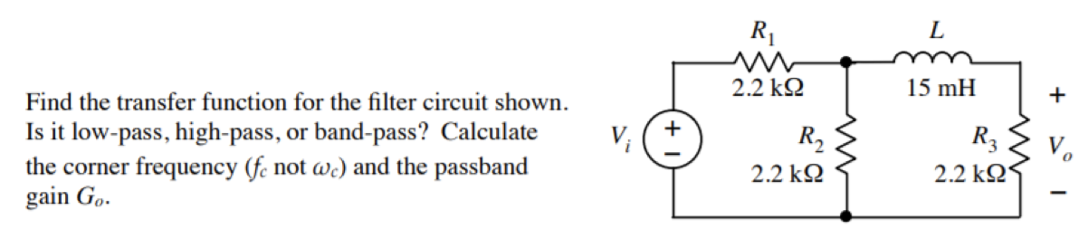 Solved Find the transfer function for the filter circuit | Chegg.com
