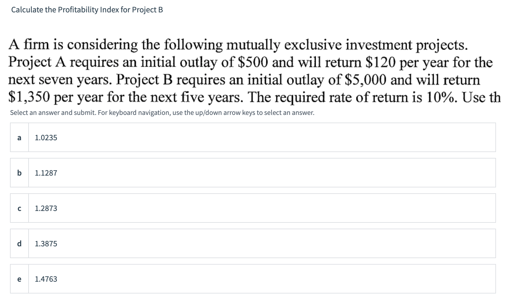 Solved Calculate The Profitability Index For Project B A | Chegg.com