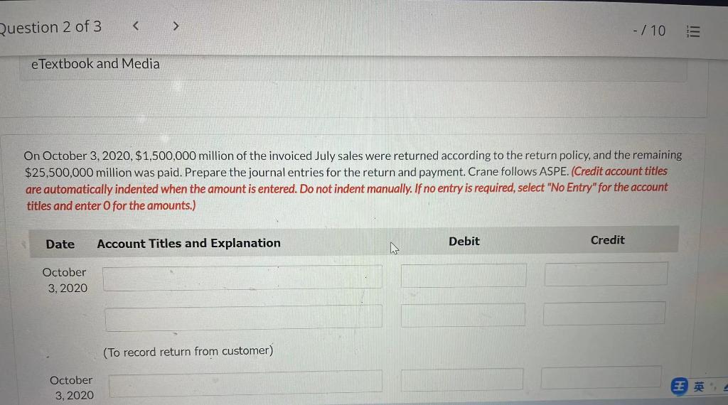 Solved 5 Assignment Question 2 of 3 - / 10 TIL View | Chegg.com