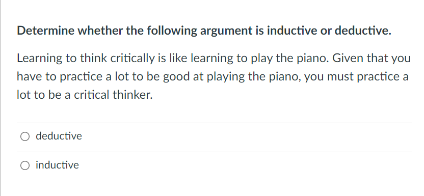Solved Determine whether the following argument is inductive | Chegg.com