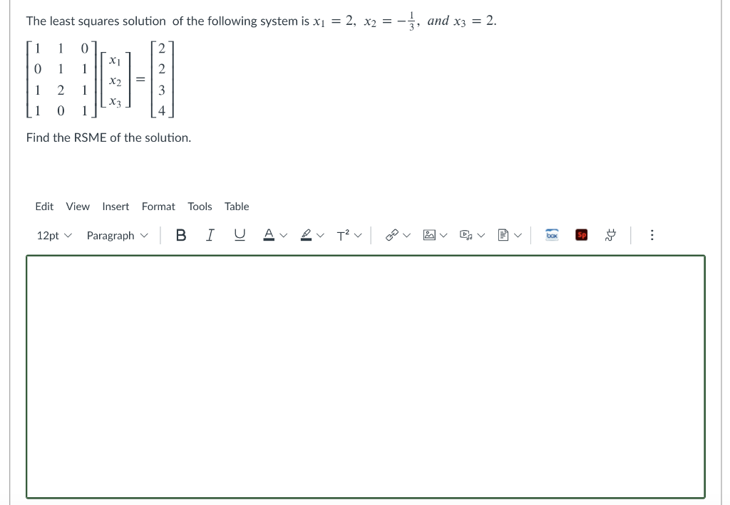 Solved The least squares solution of the following system is | Chegg.com
