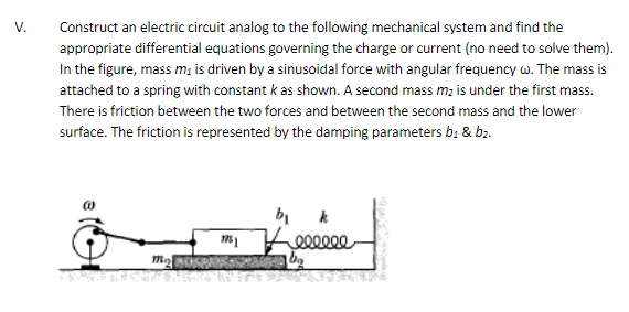 Solved Construct an electric circuit analog to the following | Chegg.com
