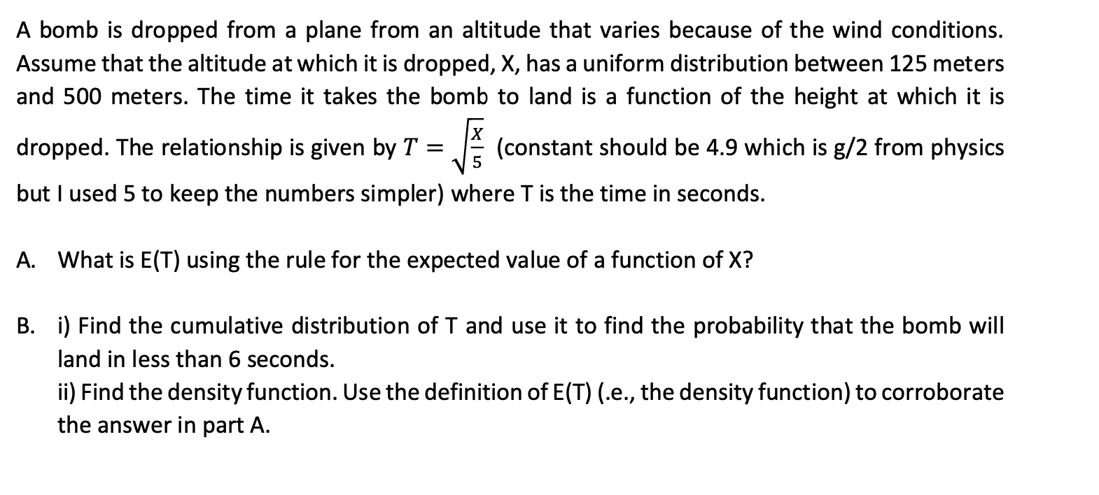 Solved A bomb is dropped from a plane from an altitude that | Chegg.com