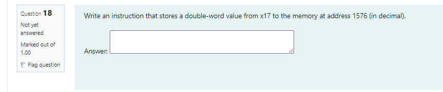 Solved Question 18 Write an instruction that stores a | Chegg.com