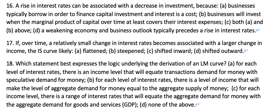 Solved 16. A Rise In Interest Rates Can Be Associated With A | Chegg.com