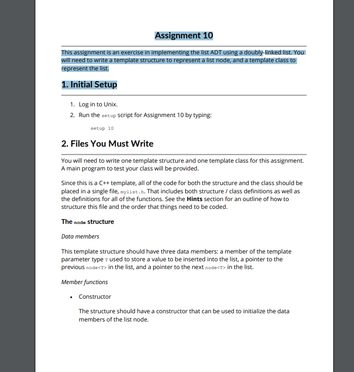 Solved This assignment is an exercise in implementing the | Chegg.com