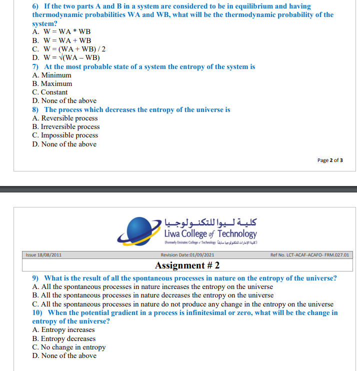 Solved 6) If The Two Parts A And B In A System Are | Chegg.com