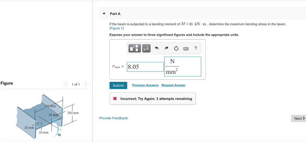Solved Part A If the beam is subjected to a bending moment | Chegg.com