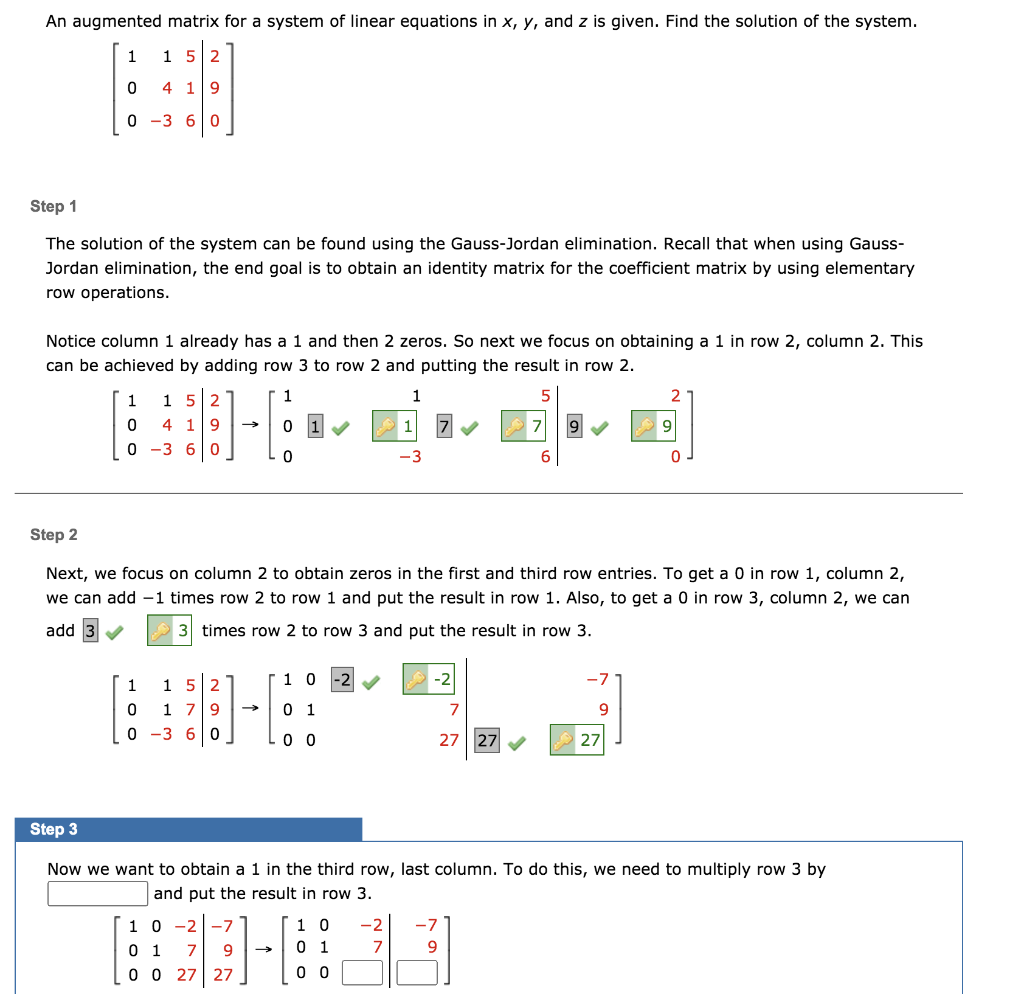 Solved An augmented matrix for a system of linear equations | Chegg.com