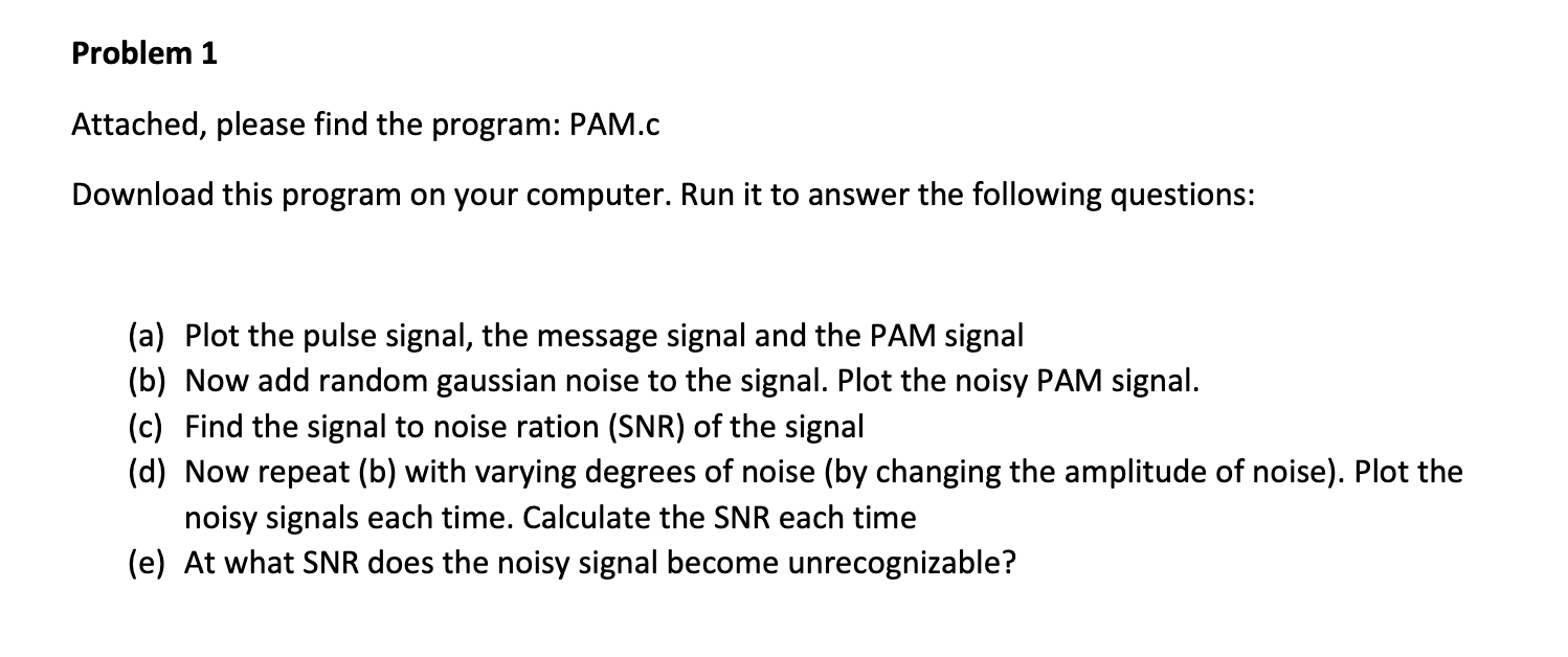 PAM CODE: % Flat top Pulse Amplitude | Chegg.com