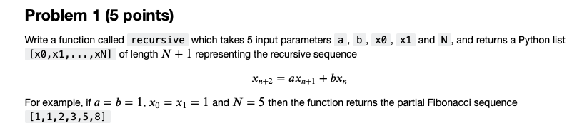 Solved Problem 1 (5 points) Write a function called | Chegg.com