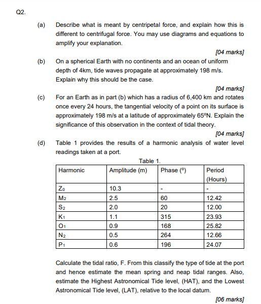Q2. (a) Describe what is meant by centripetal force,