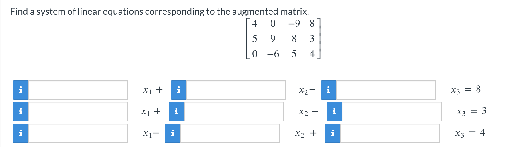 Solved Find a system of linear equations corresponding to | Chegg.com