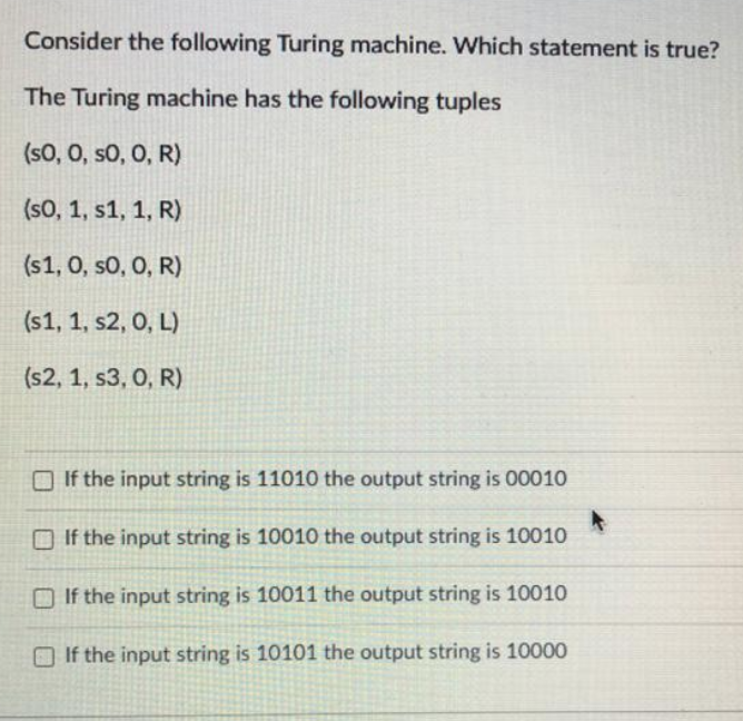 Solved Consider The Following Turing Machine. Which | Chegg.com