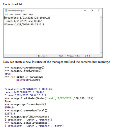 Solved Language: Python Add methods loadOrders and | Chegg.com