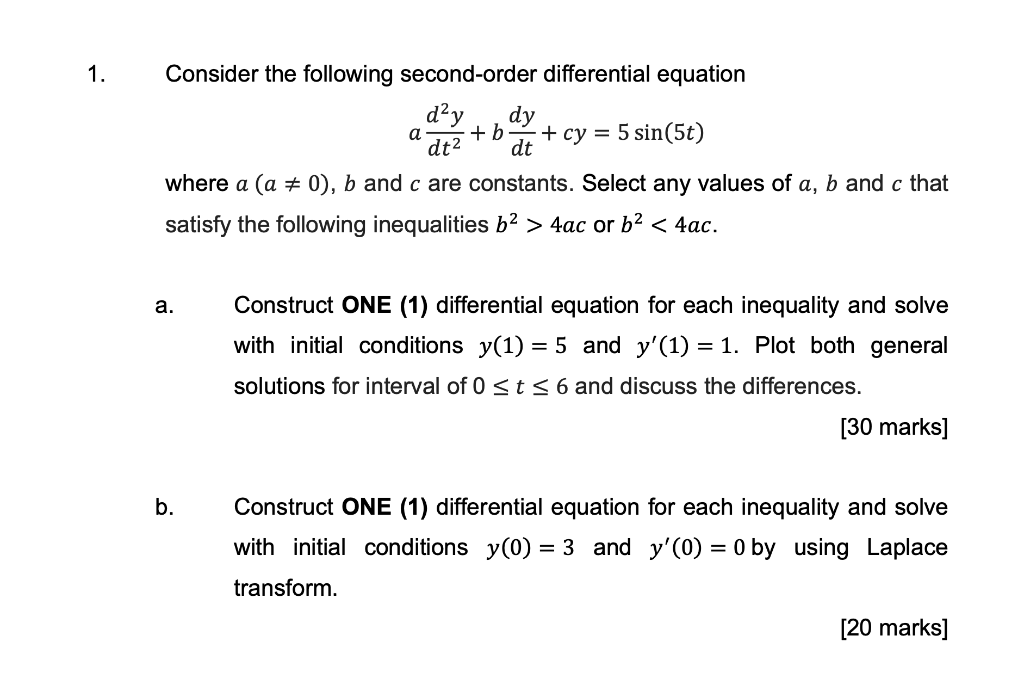 Solved 1. A Consider The Following Second-order Differential | Chegg.com