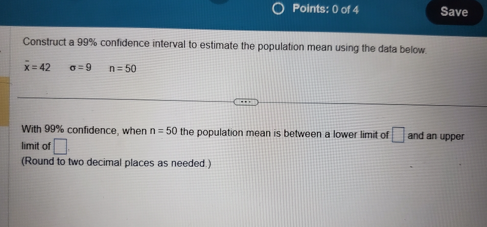 Solved Construct a 99% confidence interval to estimate the | Chegg.com