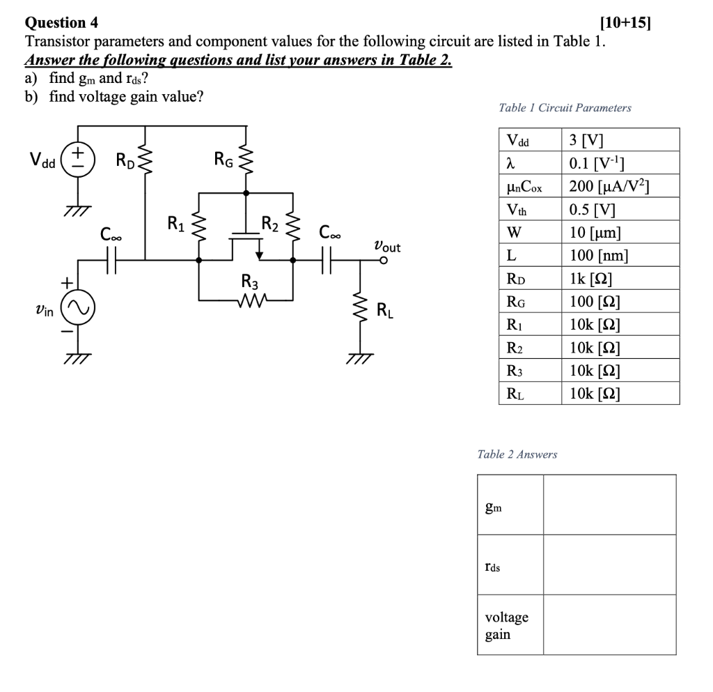 Solved The answers are gm= 0, and rds = infinite. Please do | Chegg.com