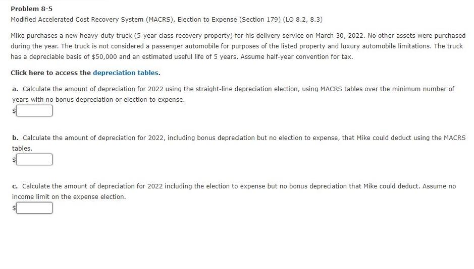 Solved Modified Accelerated Cost Recovery System (MACRS),