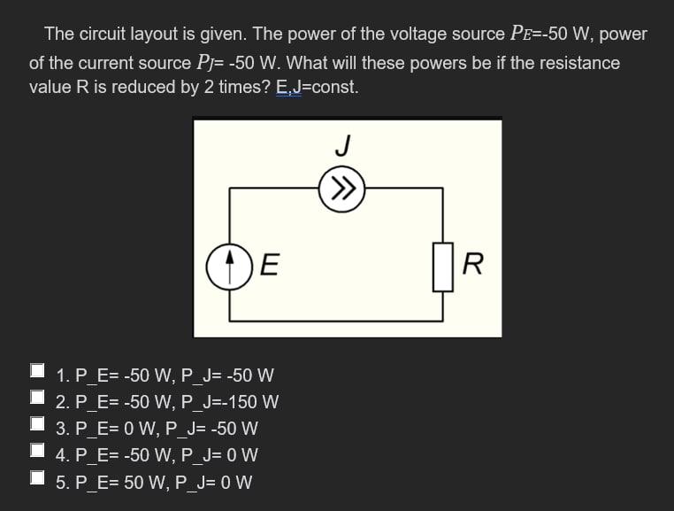 Solved The Circuit Layout Is Given The Power Of The Voltage Chegg Com
