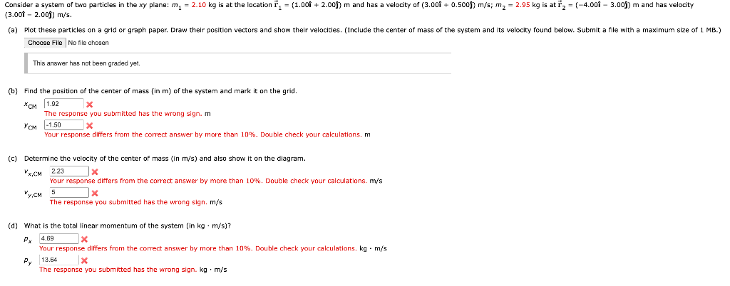 Solved Consider a system of two particles in the xy plane: | Chegg.com