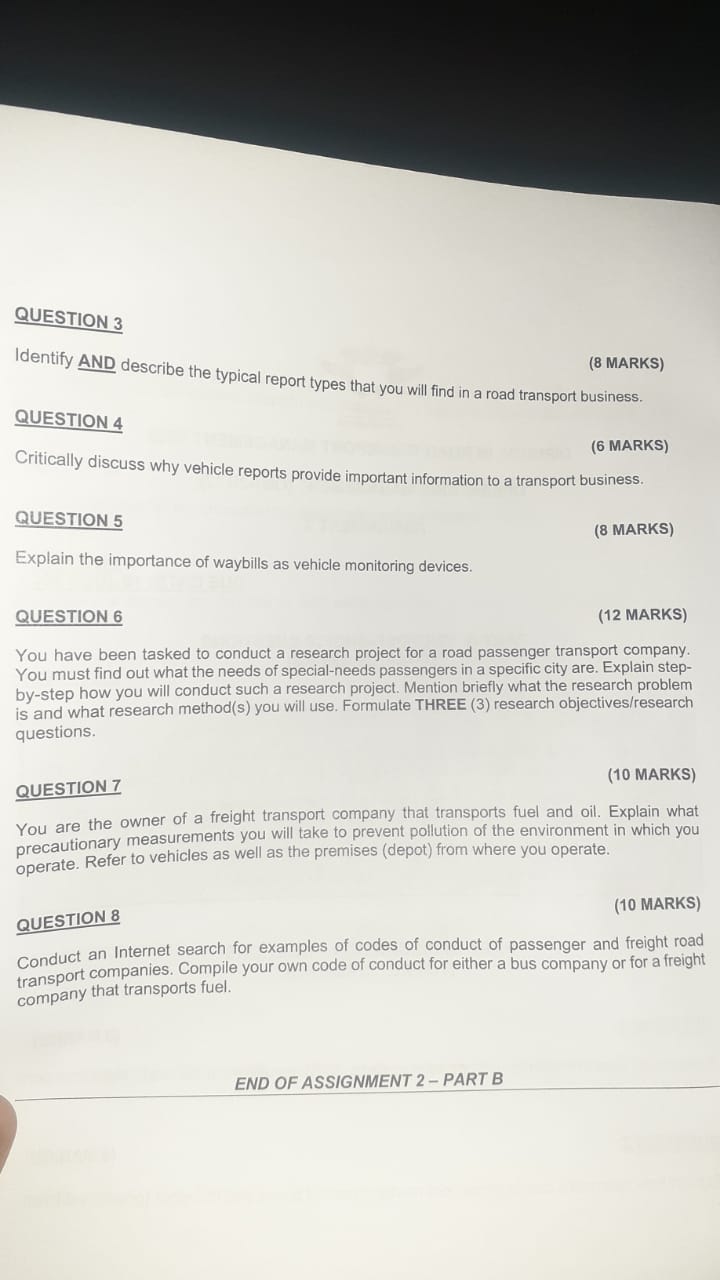 Solved QUESTION 1 (8 MARKS) Explain how fleet management | Chegg.com