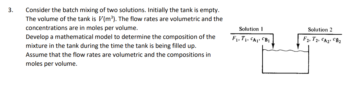Solved Consider the batch mixing of two solutions. Initially | Chegg.com