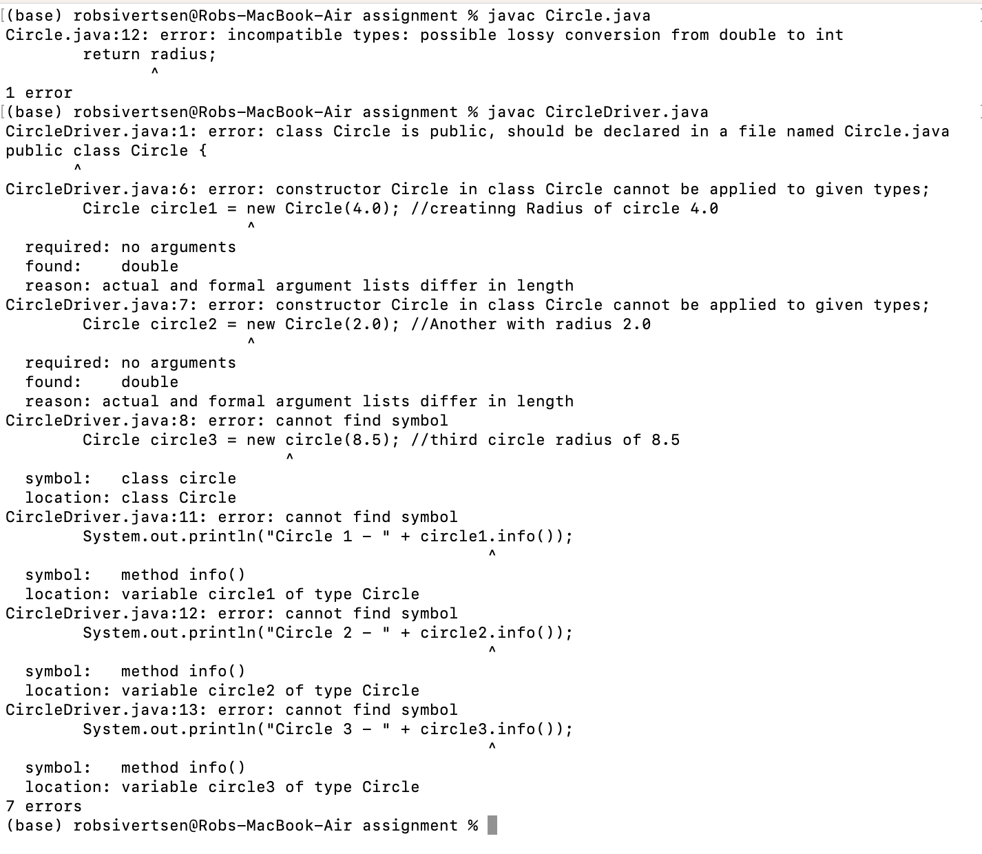 Solved Java code in main and driver file not working? Whats | Chegg.com