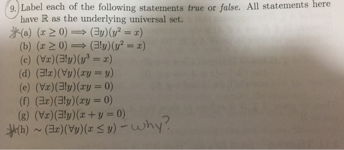 Solved 9. Label each of the following statements true or | Chegg.com