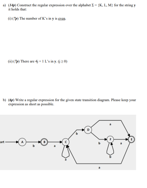 Solved A 14p Construct The Regular Expression Over The Chegg Com