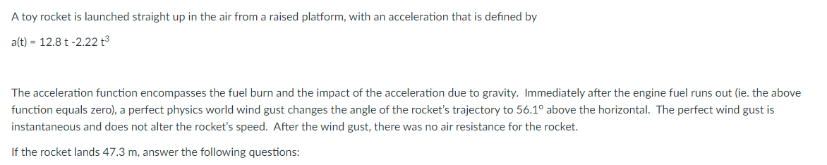 Solved A toy rocket is launched straight up in the air from | Chegg.com