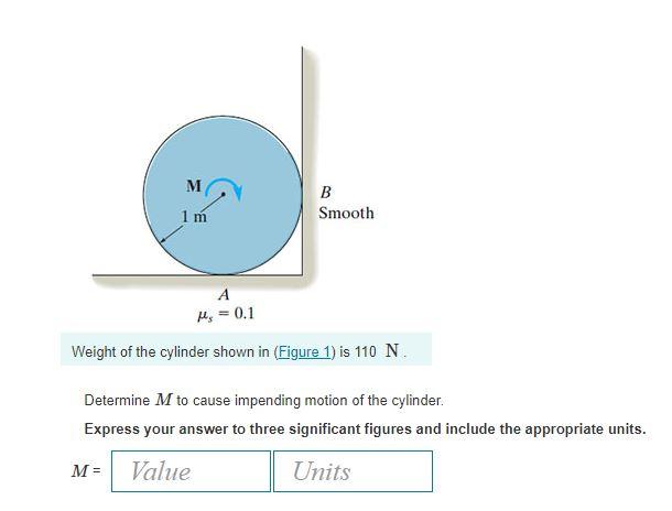 Solved M B Smooth 1 M A My 0 1 Weight Of The Cylinder Chegg
